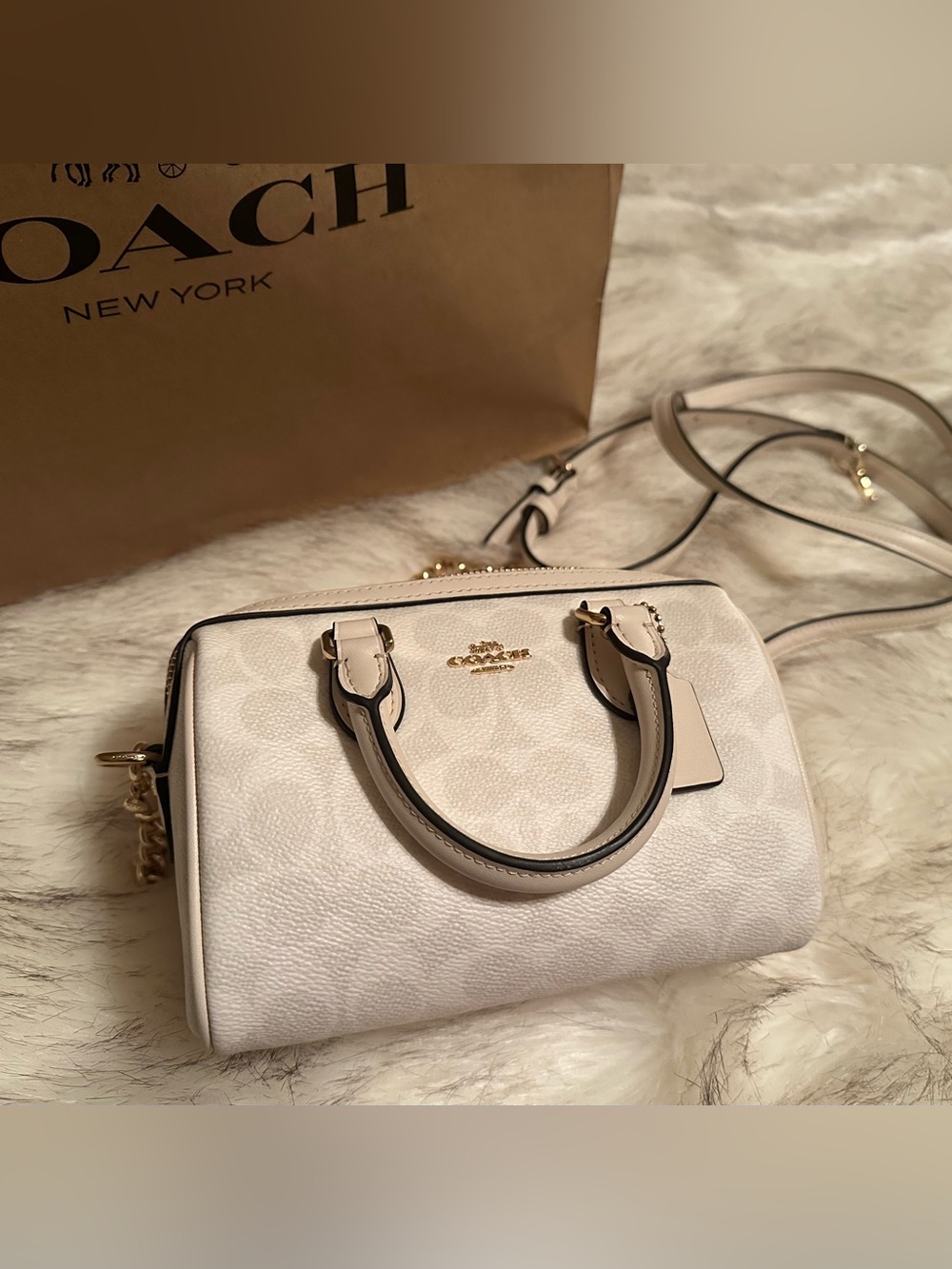 Coach Mini Satchel in Cream with Gold Hardware